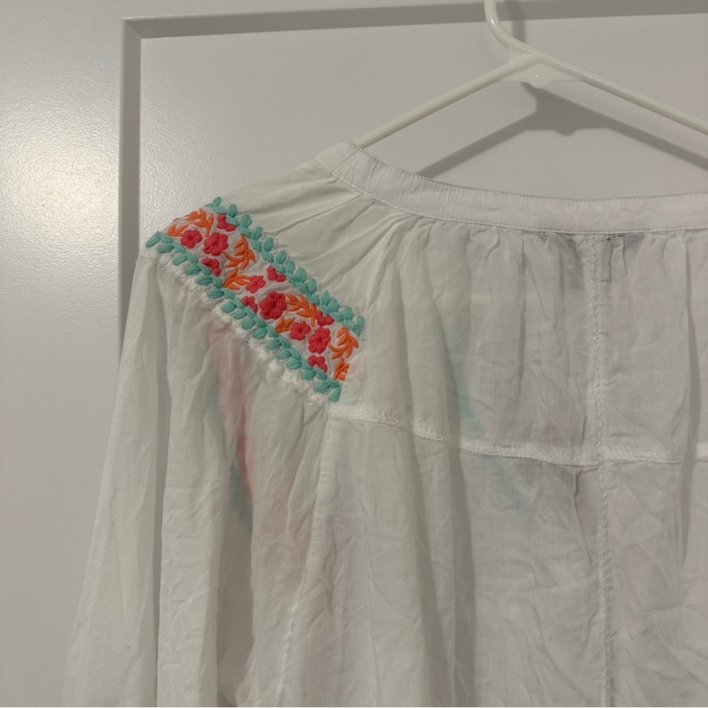 Hatley Embroidered White Long Sleeve Modal Tunic Size Small - Picture 10 of 15